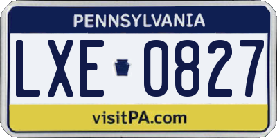 PA license plate LXE0827