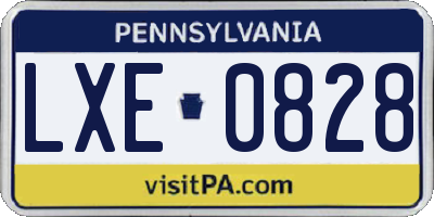 PA license plate LXE0828