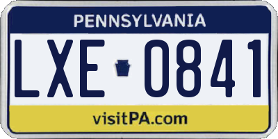 PA license plate LXE0841