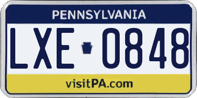 PA license plate LXE0848