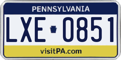 PA license plate LXE0851