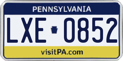 PA license plate LXE0852