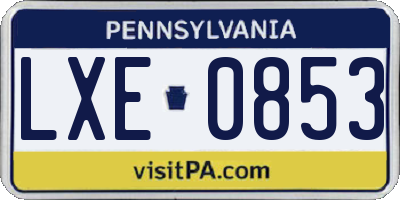 PA license plate LXE0853