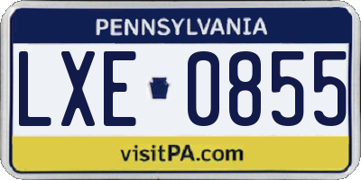 PA license plate LXE0855