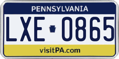PA license plate LXE0865