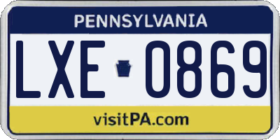 PA license plate LXE0869