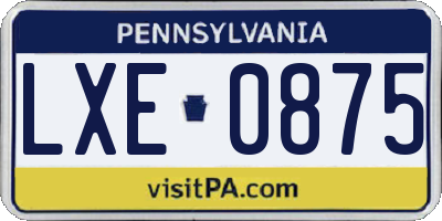 PA license plate LXE0875