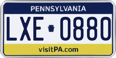 PA license plate LXE0880