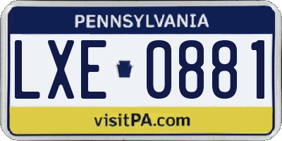 PA license plate LXE0881