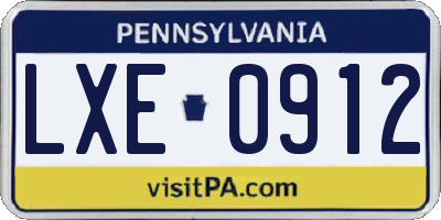 PA license plate LXE0912