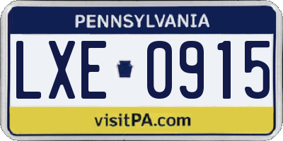 PA license plate LXE0915