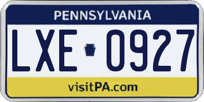 PA license plate LXE0927