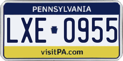 PA license plate LXE0955