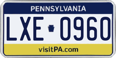 PA license plate LXE0960