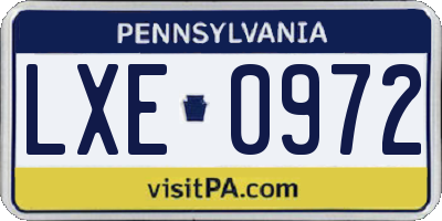 PA license plate LXE0972