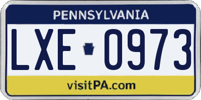 PA license plate LXE0973