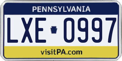 PA license plate LXE0997