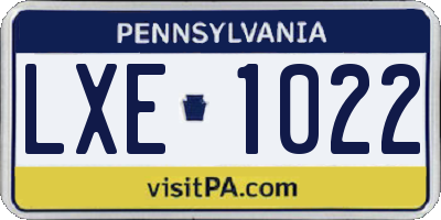 PA license plate LXE1022