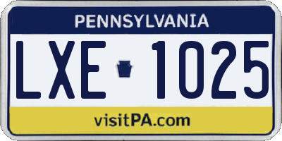 PA license plate LXE1025