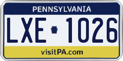 PA license plate LXE1026
