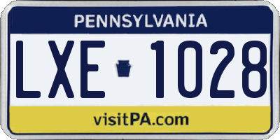 PA license plate LXE1028