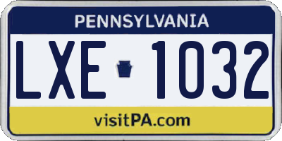 PA license plate LXE1032