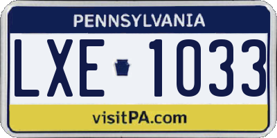 PA license plate LXE1033