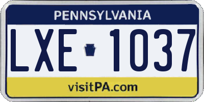 PA license plate LXE1037