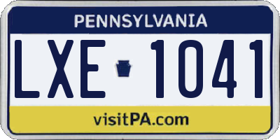 PA license plate LXE1041