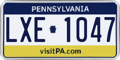 PA license plate LXE1047