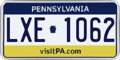PA license plate LXE1062