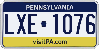 PA license plate LXE1076