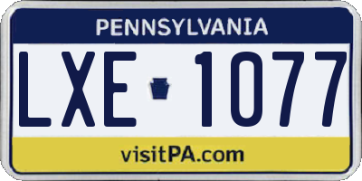 PA license plate LXE1077