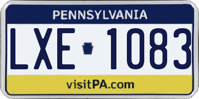 PA license plate LXE1083