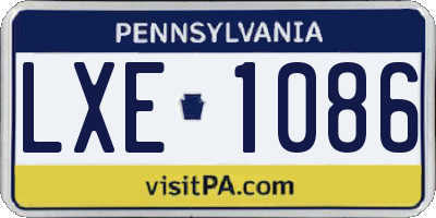 PA license plate LXE1086