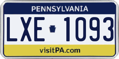 PA license plate LXE1093