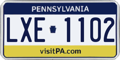 PA license plate LXE1102