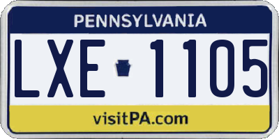PA license plate LXE1105