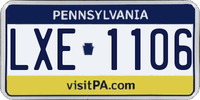 PA license plate LXE1106