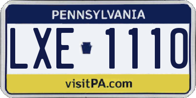 PA license plate LXE1110