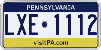 PA license plate LXE1112