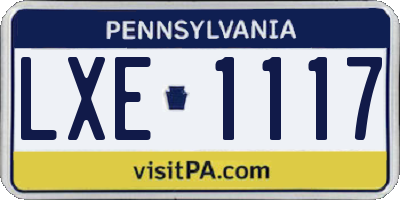 PA license plate LXE1117