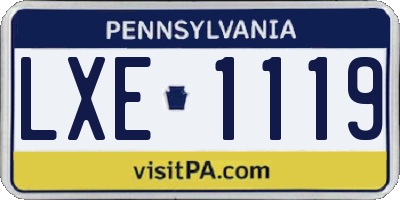 PA license plate LXE1119