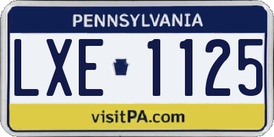 PA license plate LXE1125