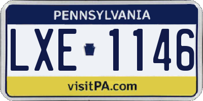 PA license plate LXE1146