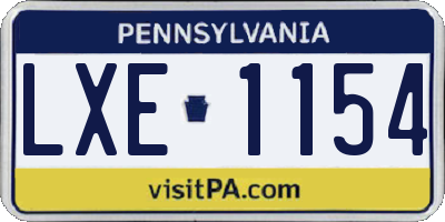 PA license plate LXE1154