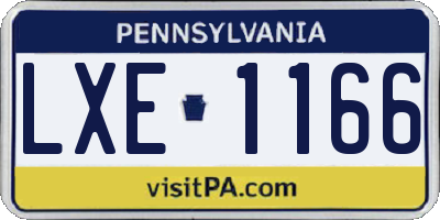 PA license plate LXE1166