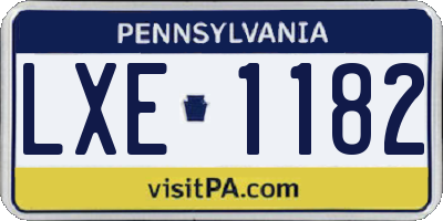 PA license plate LXE1182