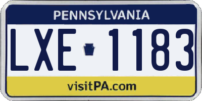 PA license plate LXE1183