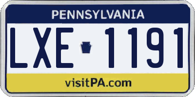 PA license plate LXE1191